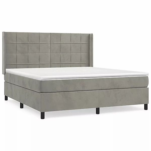 vidaXL Boxspringbett mit Matratze Hellgrau 180x200 cm Samt1394546 günstig online kaufen