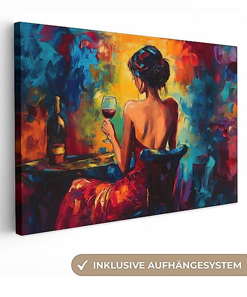 OneMillionCanvasses® Leinwandbild Wein - Frau - Stimmungsvoll - Farbenfroh, günstig online kaufen