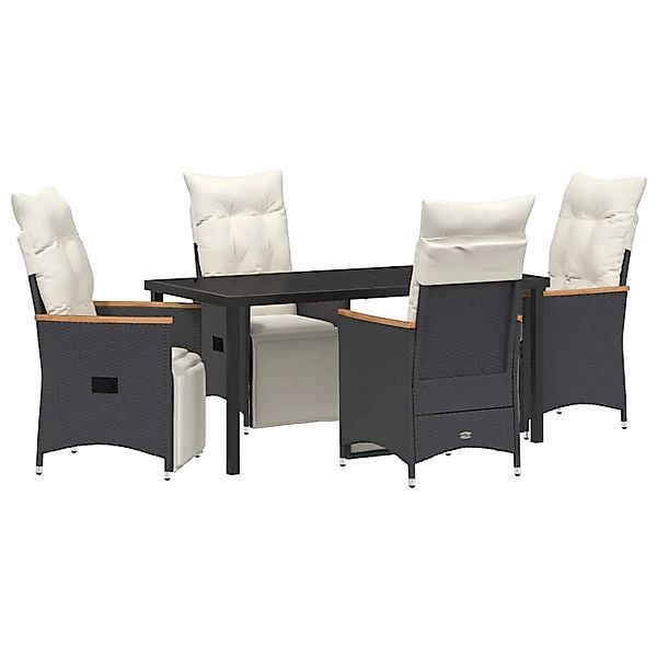 vidaXL Garten Essgruppe mit Kissen 5-Tlg Schwarz Poly Rattan 3379614 günstig online kaufen