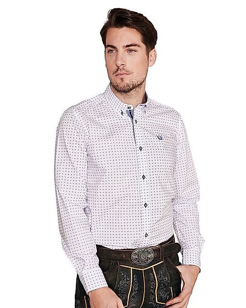 KRÜGER BUAM Trachtenhemd Trachtenhemd 'Johann' mit Muster 912467, Weiß Bla günstig online kaufen