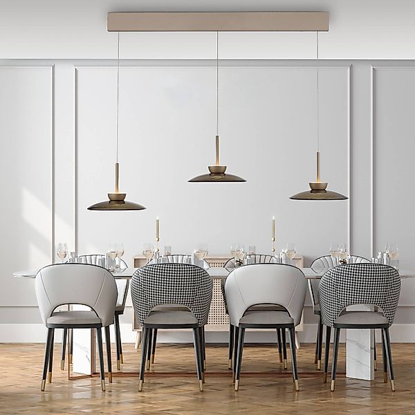 LED-Hängelampe PURE Moon, bronce, Amberglas (dunkel), 3-flg. günstig online kaufen