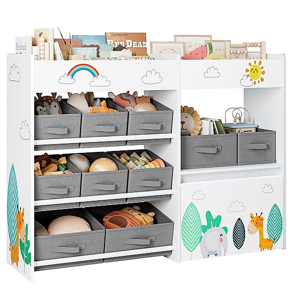 HOMECHO Spielzeugtruhe, Kinderregal mit 10 Stoff günstig online kaufen