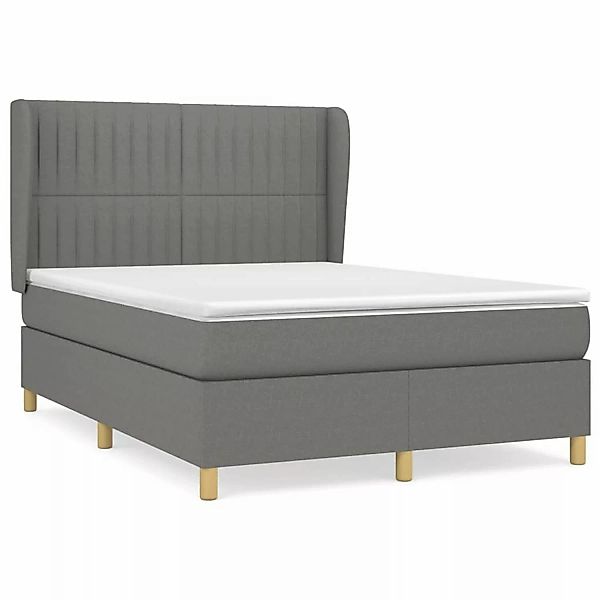 vidaXL Boxspringbett mit Matratze Dunkelgrau 140x200 cm Stoff1372779 günstig online kaufen