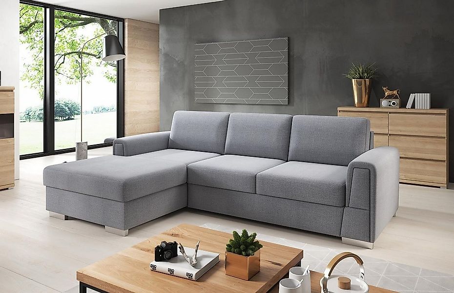 JVmoebel Ecksofa Wohnlandschaft L-Form Sofa Couch Couch Textil Polster Grau günstig online kaufen