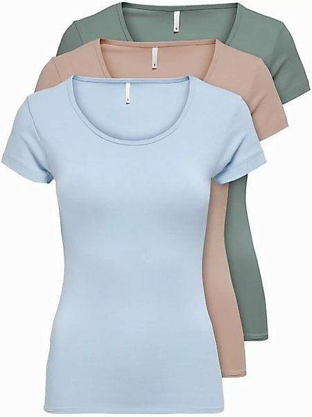 ONLY T-Shirt ONLLIVE LOVE NEW (3-tlg., 3er Pack) Figur betont, elastische B günstig online kaufen