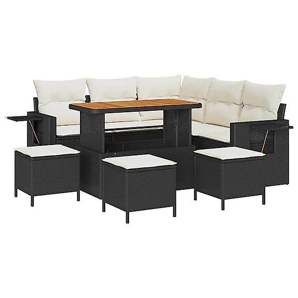 vidaXL Gartensofa-set mit Kissen 10-Tlg Schwarz und Creme Poly-Rattan 33637 günstig online kaufen