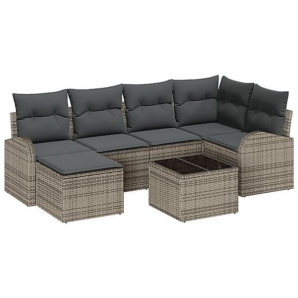 vidaXL Loungesofa 6-teiliges Garten Sofa Set mit Kissen - schwarzes Poly Ra günstig online kaufen