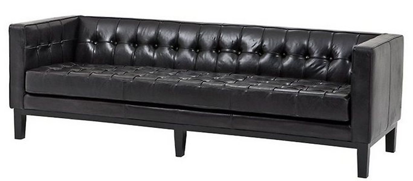 Casa Padrino Sofa Luxus Echt Leder Sofa Glasgow Vintage Leder Schwarz - 3 S günstig online kaufen