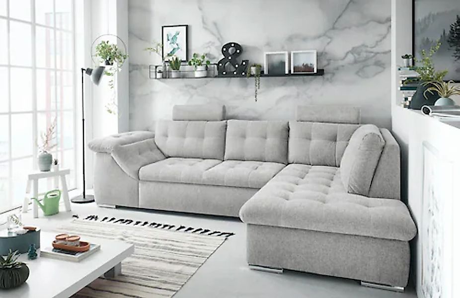 ED EXCITING DESIGN Ecksofa »Oman L-Form« mit Bettfunktion, Bettkasten, Armt günstig online kaufen