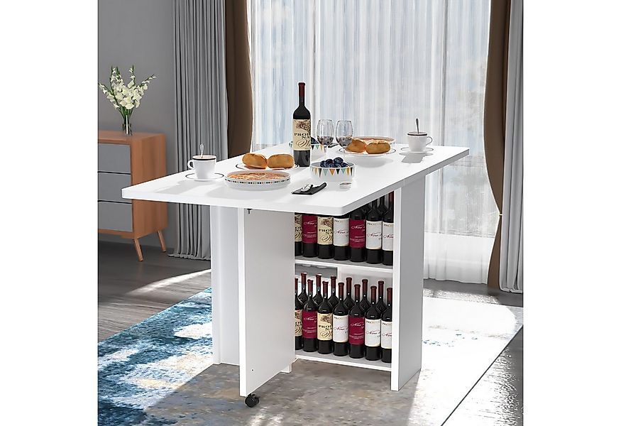 oyajia Klapptisch Esstisch Klappbarer Tisch mit Offenen Ablagen und Riemens günstig online kaufen