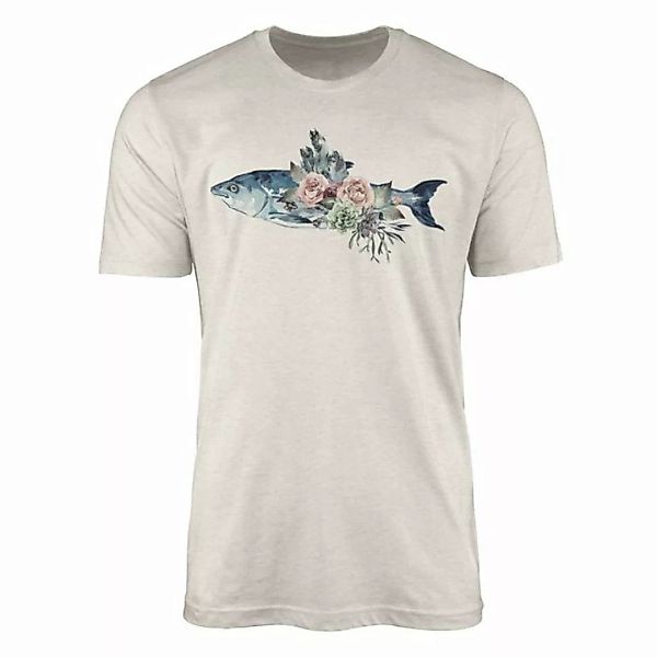 Sinus Art T-Shirt Herren Shirt 100% gekämmte Bio-Baumwolle T-Shirt Fisch Bl günstig online kaufen