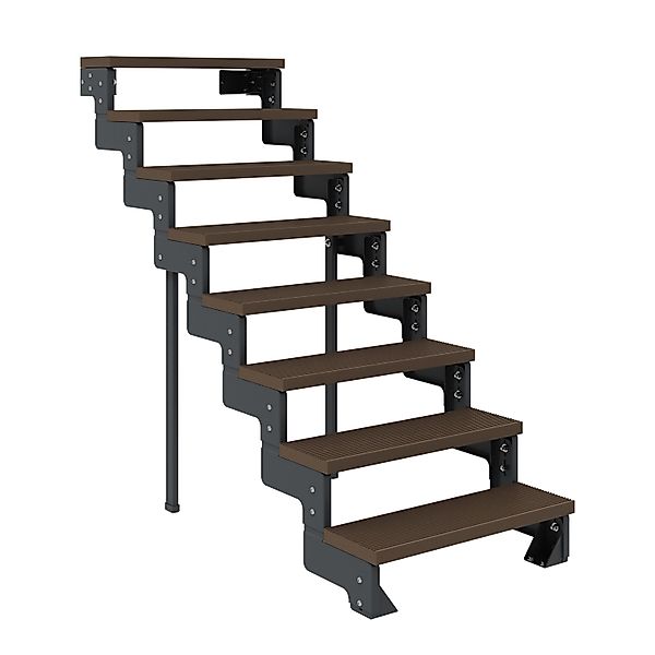 Dolle Außentreppe Gardentop Anthrazit 8 Stufen 100 cm Braun Ohne Geländer günstig online kaufen