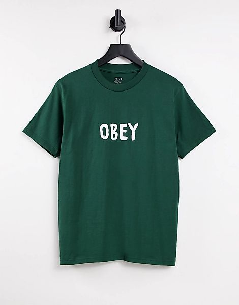 Obey – Oversized-T-Shirt mit kleinem Logo in Kritzel-Optik-Grün günstig online kaufen