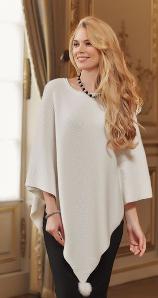 Passioni Strickponcho aus feinem Strukturstrick mit günstig online kaufen