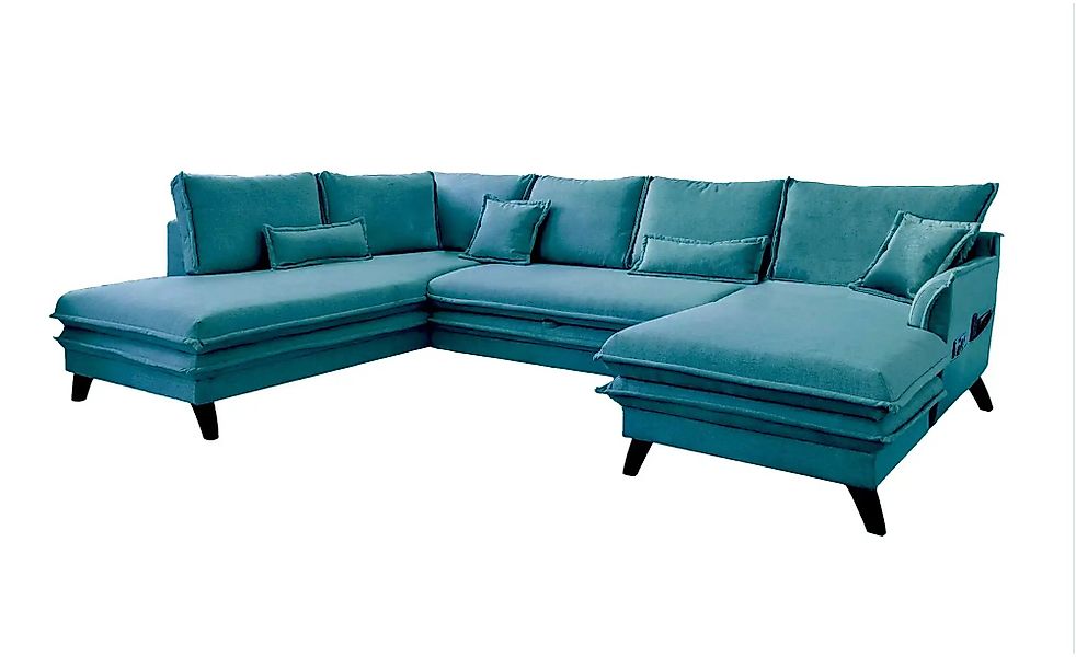Miuform Wohnlandschaft mit Schlaffunktion Charming Charlie ¦ türkis/petrol günstig online kaufen