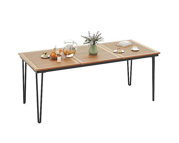 COSTWAY Gartentisch mit 5cm Schirmloch, rechteckig 200cm, Akazie, Esstisch günstig online kaufen