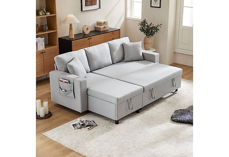 MODFU Schlafsofa L-förmiges Sofa,Sofa-Chaiselongue mit Stauraum,mit Taschen günstig online kaufen