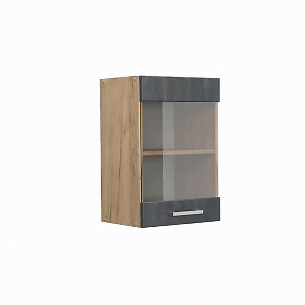 Vicco Glashängeschrank R-Line, Schwarz Beton/Goldkraft Eiche, 40 cm günstig online kaufen