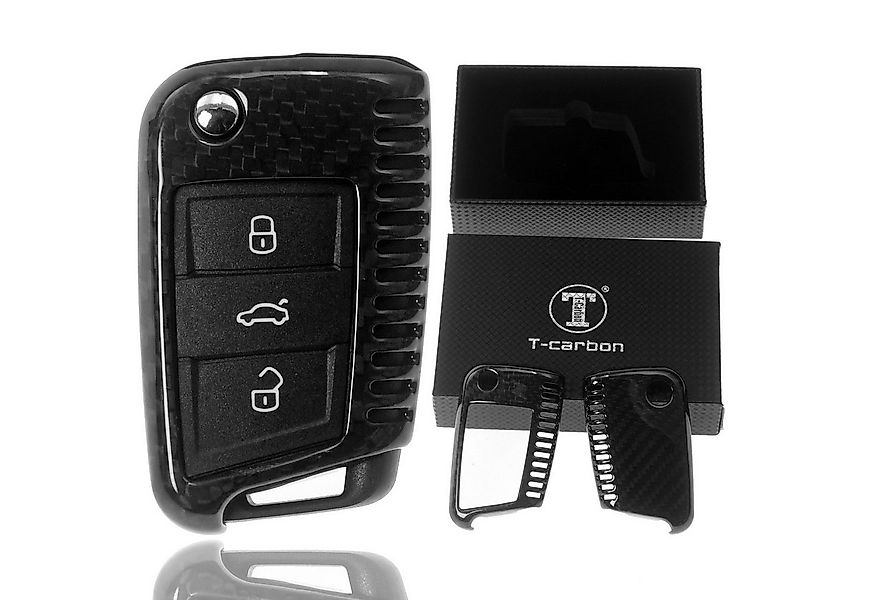 T-Carbon Schlüsseltasche Auto Schlüssel Echt Carbon Schutz Hülle Schwarz, V günstig online kaufen