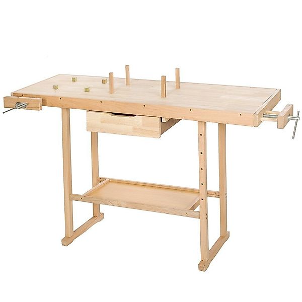 tectake Werkbank Holzwerkbank, mit 2 Schraubstöcken günstig online kaufen