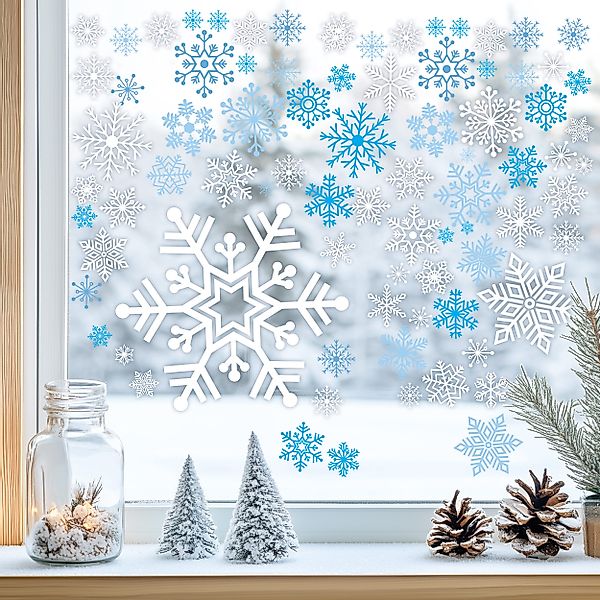 Sunnywall Fensterdekoration Kinderzimmer Fensterbild Winter Schneeflocken, günstig online kaufen