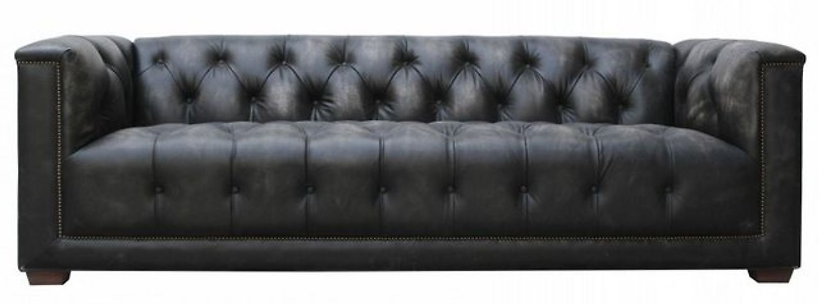 Xlmoebel Chesterfield-Sofa Neues Sofa aus Vintage-Leder in Schwarz im Shabb günstig online kaufen