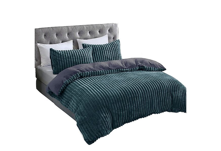 COFI 1453 Bettwäsche Plüsch Bettwäsche in Cord-Optik Wendebettwäsche mit Re günstig online kaufen