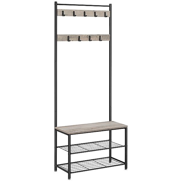 Songmics Garderobenständer Dacey mit Schuhbank und Haken Greige-Schwarz günstig online kaufen