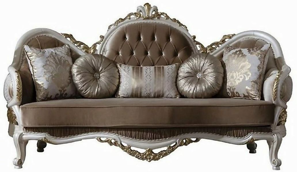 Casa Padrino Sofa Luxus Barock Sofa Braun / Weiß / Gold 220 x 80 x H. 124 c günstig online kaufen