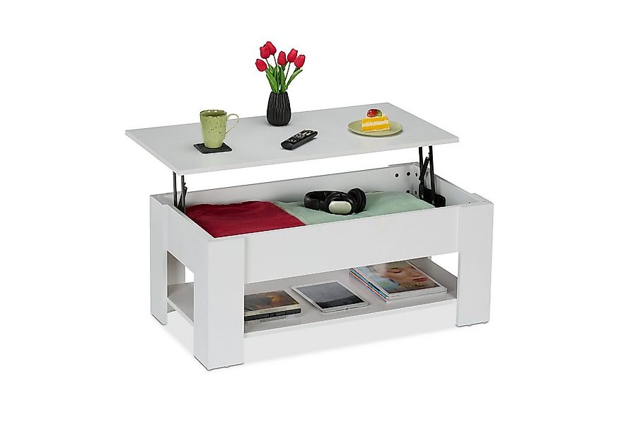 relaxdays Couchtisch Aufklappbarer Couchtisch, weiß günstig online kaufen