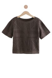 Next Kurzarmpullover T-Shirt mit gehäkeltem Ausschnitt günstig online kaufen