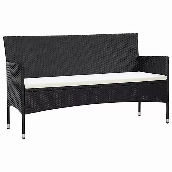 vidaXL Loungesofa 3-Sitzer-Gartensofa mit Kissen Schwarz Poly Rattan, 1 Tei günstig online kaufen