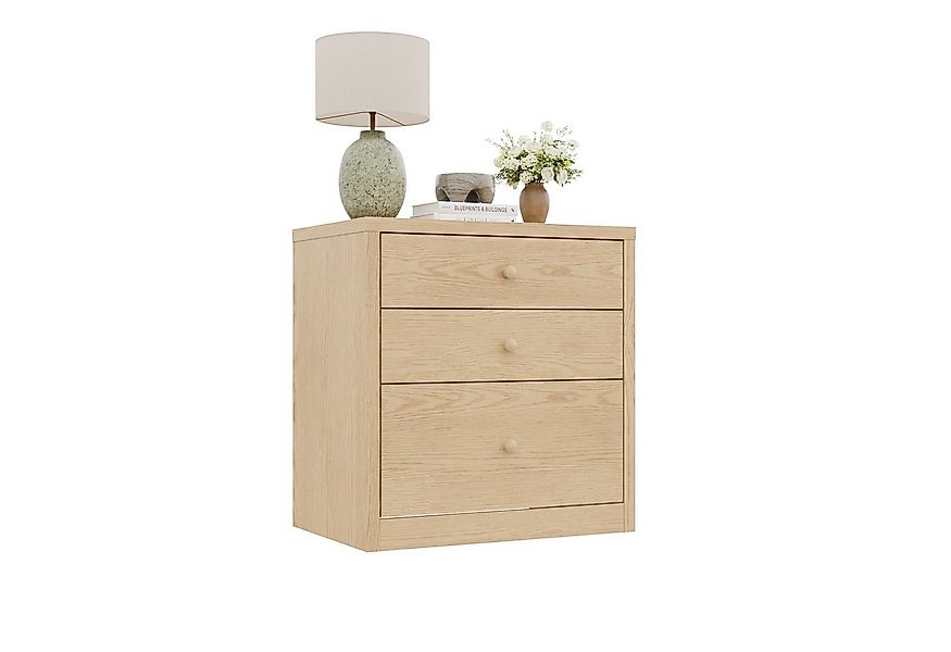 FUFU&GAGA Nachttisch Nachttisch mit 3 Schubladen und Geheimfach, Beige, MDF günstig online kaufen
