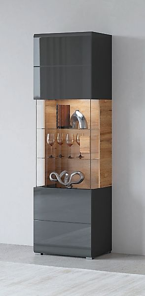 OTTO home Vitrine "Toledo,Höhe 204 cm trendige Glasvitrine mit dekorative F günstig online kaufen