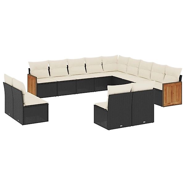 vidaXL 13-Tlg Garten-Sofagarnitur mit Kissen Schwarz Poly Rattan 3228163 günstig online kaufen