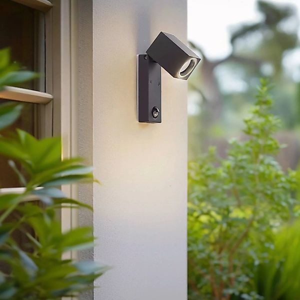 Lindby Wandleuchte Othil, Sensor, anthrazit, Metall, IP44 günstig online kaufen