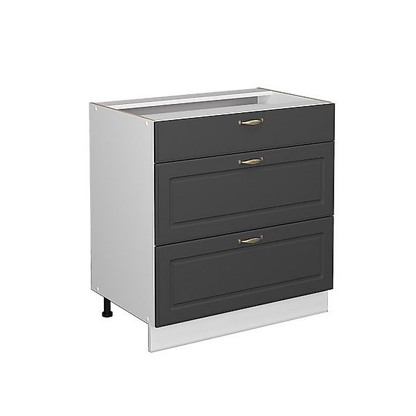 Vicco Midischrank Fame-Line Anthrazit-Gold/Weiß 80x82cm mit 3 Schubladen oh günstig online kaufen