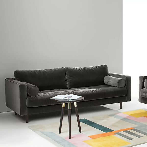 Scott 3-Sitzer Sofa, Samt in Betongrau - MADE.com günstig online kaufen
