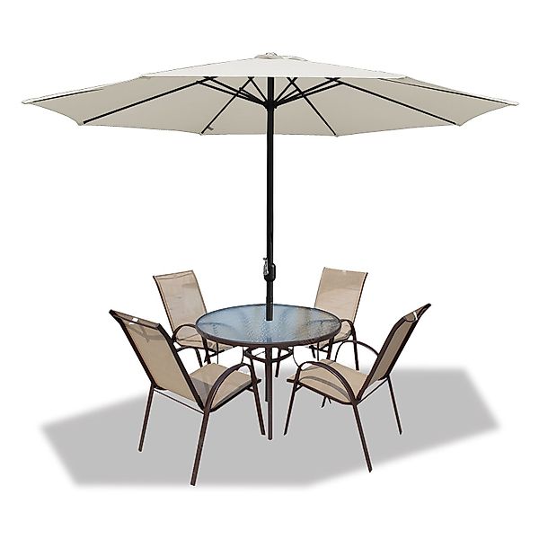 Clanmacy Sonnenschirm Sonnenschirm Rund,Kurbel,Knickbar,Eisen,350cm,Beige günstig online kaufen