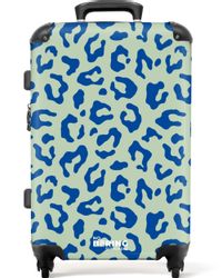 NoBoringSuitcases.com© Hartschalen-Trolley Blauer und grüner Pantherdruck günstig online kaufen