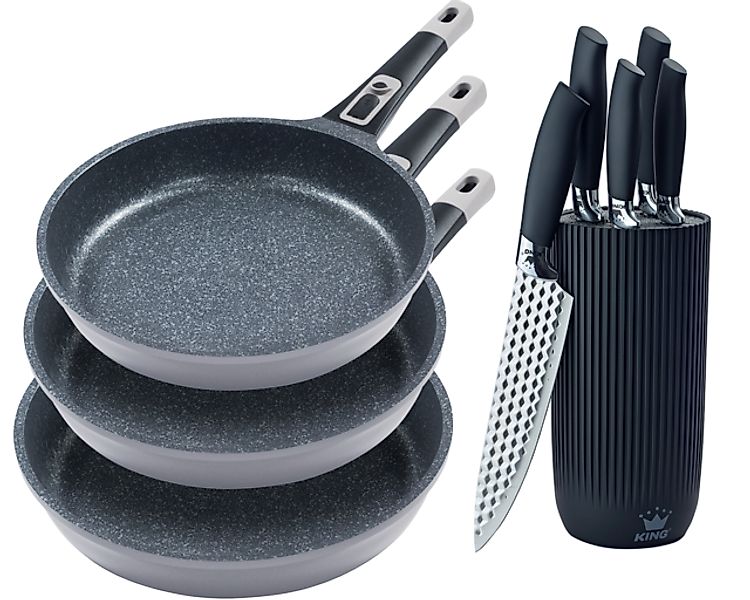 KING Pfannen-Set »»Moonscape 3er«, inkl. Messer-Set« Aluminiumguss Set, 3 P günstig online kaufen