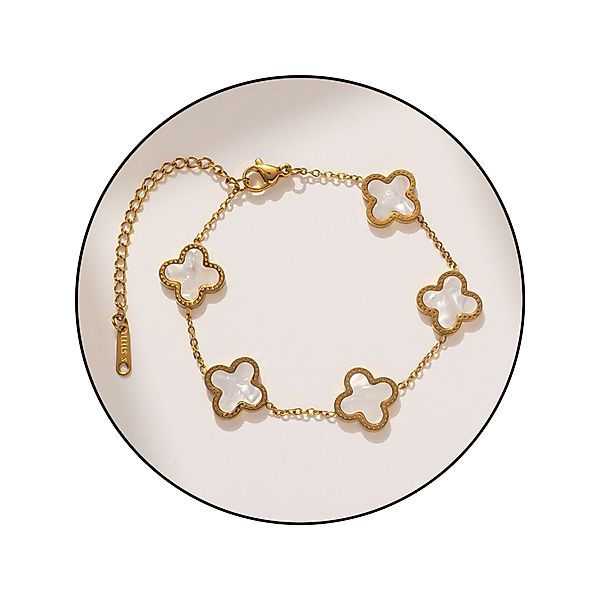 GOLDKLEIN Armband Blume Perlmutt Edelstahl Gold günstig online kaufen
