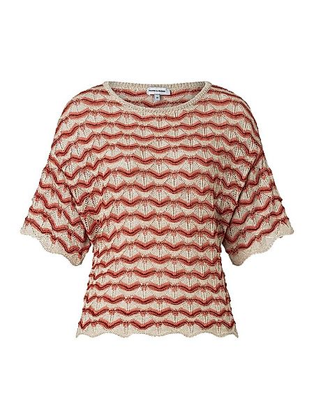 MORE&MORE Rundhalspullover leichter, gestreifter Ajour-Strickpullover günstig online kaufen