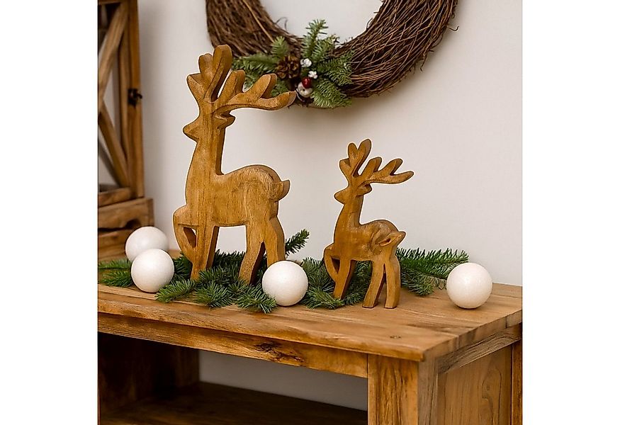 Online-Fuchs Dekofigur 2 Hirsche aus modernem Mangoholz - Deko, Herbst Wint günstig online kaufen