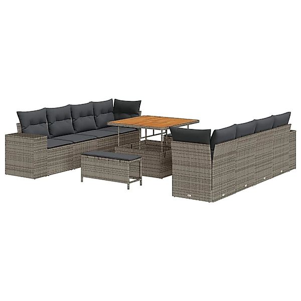 vidaXL Garten-Sofa-Set 11-Tlg Grau Poly Rattan 3361988 günstig online kaufen