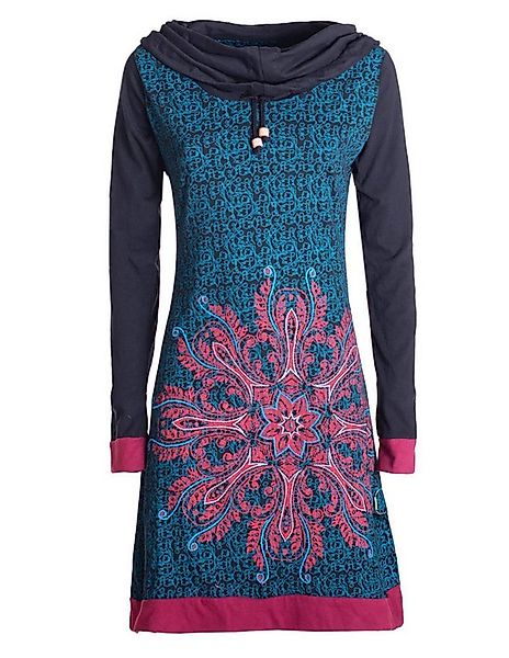 Vishes Tunikakleid Damen Schal-Kragen Mandala-Kleid Langarm-Shirtkleid Baum günstig online kaufen