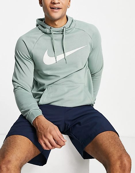 Nike Training – Q5 Dri-FIT – Kapuzenpullover in Grün mit Swoosh-Logo günstig online kaufen