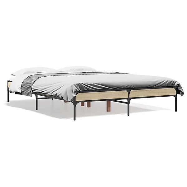 vidaXL Bettgestell Sonoma-Eiche 140x190 cm Holzwerkstoff und Metall 845037 günstig online kaufen