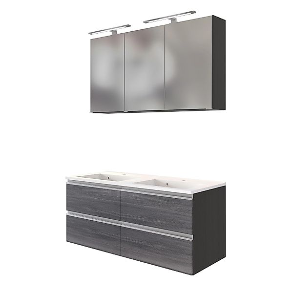 Held Möbel 2-tlg. Waschtisch-Set Neapel 120 cm Eiche Rauchsilber-Graphitgra günstig online kaufen