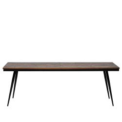 Küchentisch mit Teak Recyclingholz Furnier 4-Fußgestell aus Eisen günstig online kaufen